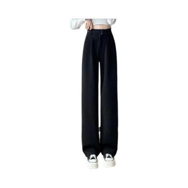 Imagem de Calças De Lã De Cintura Alta E Pernas Largas Para Mulheres Outono Inve