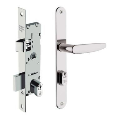 Imagem de Fechadura Externa para Porta de Alumínio e Aço 3F Cromada 21