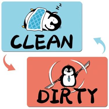 Imagem de Ímã da máquina de lavar louça, placa limpa e suja - dupla face limpa/suja para máquinas de lavar louça de aço inoxidável - Utensílios magnéticos para casa e cozinha para animais de estimação (pinguim