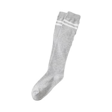 Imagem de Meias Femininas Longas Até O Joelho Listradas Em Cores Sólidas Quentes