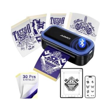 Imagem de Impressora De Estêncil De Tatuagem Mini Sem Fio AIMO MR3 Com 30 Folhas