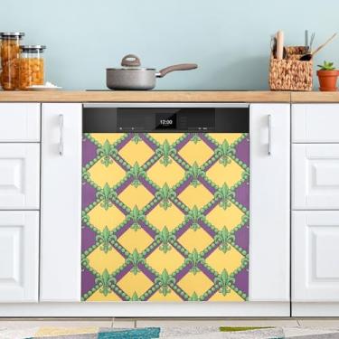 Imagem de ATTX Capa magnética para lava-louças Mardi Gras | Adesivo decorativo de eletrodomésticos de 58 x 66 cm para armários domésticos e eletrodomésticos (317)