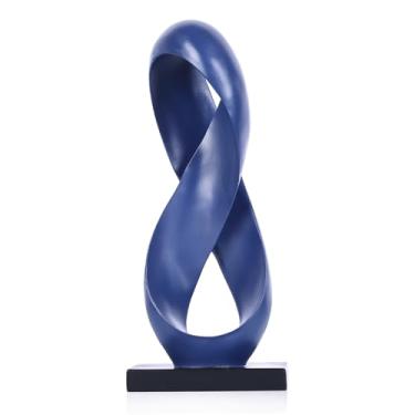 Imagem de XIYOUQI Escultura decorativa de fita abstrata moderna, esculturas de nó, decoração de casa, estátuas de mesa de café, decoração de mesa de sala de jantar (azul)