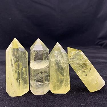 Imagem de Espécime curado 1 peça Citrino Natural Amarelo Cristal Quartzo Varinha Ponta Cristal Decoração de Casa Pedras Naturais e Cristais Como Presente (Tamanho: 70-80 mm)