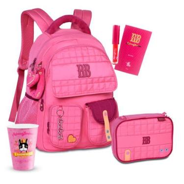 Imagem de Kit Mochila Rebecca Bonbon Pelúcia Costas Estojo Box Amplo, RB26239 Ro