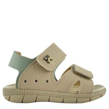 Imagem de Sandália Klin Infantil Unissex Bege e Verde com Velcro-Unissex