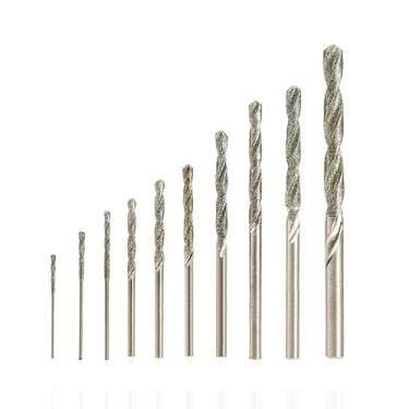 Imagem de WZFC Broca revestida de diamante 0,8 mm-4,0 mm Micro HSS Broca de torção para perfuração de tijolos de mármore e pedra de azulejo, 10 peças