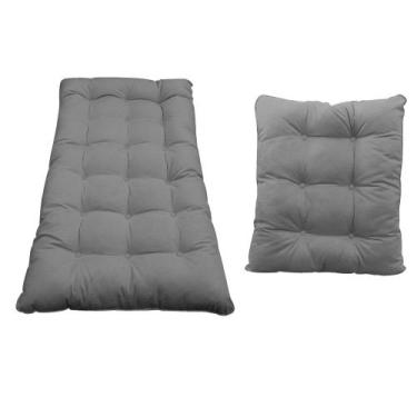 Imagem de Kit Almofadas para Poltrona e Puff Costela Corano Cinza - Doce Sonho M