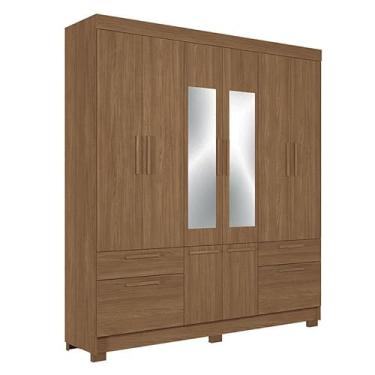 Imagem de Guarda Roupa Casal Curitiba 8 Portas 4 Gavetas com Espelho Santos Andirá Jatoba