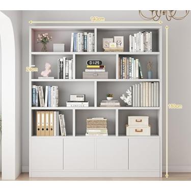 Imagem de Estante de leitura combinada de madeira maciça, estante inclinada para parede, prateleira divisória de entrada para armário de vinho (cor: cor nogueira 100 x 24 x 180 cm) (branco 140 x 24 x 180 cm)