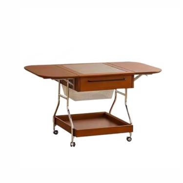 Imagem de Mesa de centro nórdica retrô mesa de centro dobrável de madeira maciça sala de estar estilo antigo sofá mesa lateral móvel mesa de centro mesa de centro mesa de quarto