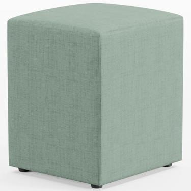 Imagem de Puff Quadrado Decorativo Sala De Estar L02 Linho Verde Menta - Lyam Decor