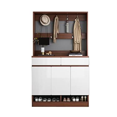 Imagem de Armário de armazenamento de sapatos arca de sapatos porta doméstica para pendurar cabideiro de roupas um corpo sala de estar entra na porta roupa tampa arca varanda arca organizador de sapatos (cor