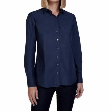 Imagem de Camisa Feminina Dudalina ML Regular Tricoline Azul - 530103-Feminino