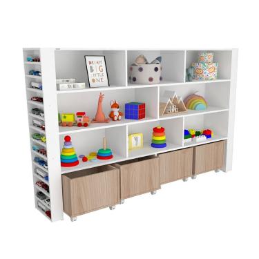 Imagem de Organizador De Brinquedos Com Baús Porta Carrinho E Livro Norberto 100% Mdf