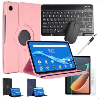 Imagem de Kit Completo Para Tab Galaxy A9plus 11polegadas+ Capa Giratória 360° + Teclado e Mouse Bluetooth + Película Cerâmica Fosca + Caneta Touch (Rosa)