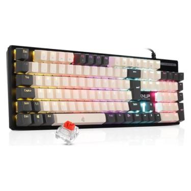 Imagem de Teclado Mecânico Gamer Switch Red Anti Ghosting Rainbow Usb Cor De Teclado Cinza E Bege Idioma Português Brasil (Bege e Cinza)