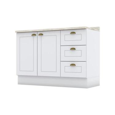 Imagem de Balcão 120cm com Tampo 2 Portas 3 Gavetas Americana Henn - Branco HP F