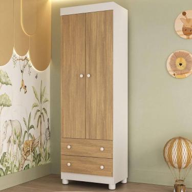 Imagem de Guardaroupa Infantil 62cm 2 Portas E 2 Gavetas Allegra Multimóveis Mp4441 Brancomadeirado