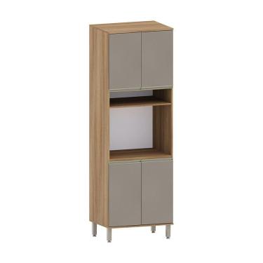 Imagem de Paneleiro 70cm 4 Portas Com Espaço Para Forno E Micro-ondas Avelã/fumê