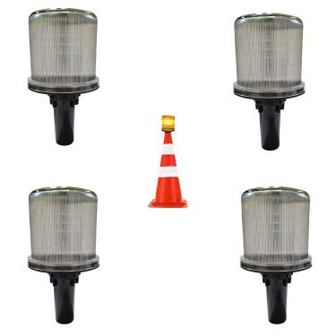Imagem de Sinalizador Viario Solar Kit 4 Uni Rodovia Emergencia Estrada Aviso Atencao Cone Alerta Rua Obra