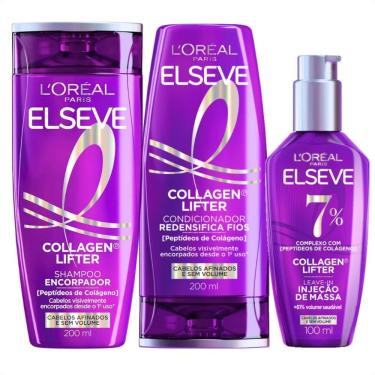 Imagem de Kit Elseve Collagen Lifter: Shampoo Encorpador, Condicionador Redensifica 200ml e Leave-In Injeção de Massa