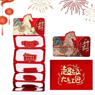 Imagem de Envelopes vermelhos de ano novo chinês 2026 - decoração dobrável de desenho lunar | Envelopes vermelhos do festival da primavera - para família, amigos, homens, mulheres, crianças, meninos, meninas