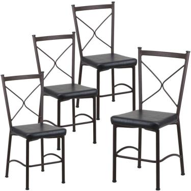 Imagem de Kit 4 Cadeiras Buffet Em Alumínio Marrom Com Preto