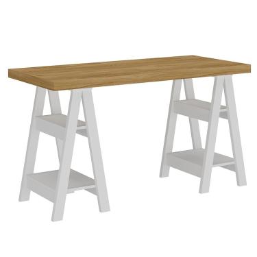 Imagem de Mesa Para Escritório Escrivaninha Home Office Art A02 Olmo Branco - Lyam Decor