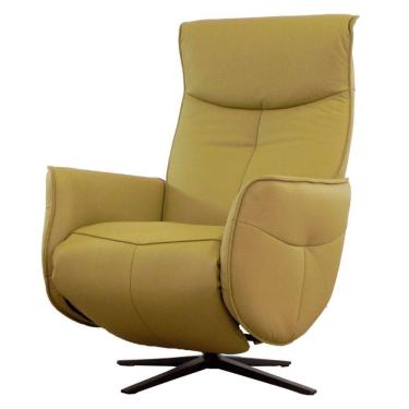 Imagem de Poltrona Reclinável Nivo Domann Design Couro Natural e PU Verde Oliva Motorizada Base Metal