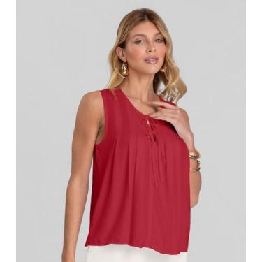 Imagem de Regata Feminina com Pregas Dianna Vermelho, G, Vermelho