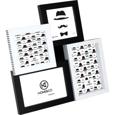 Imagem de Porta-Retratos 4 Fotos Plástico Preto Home&Co Maddie