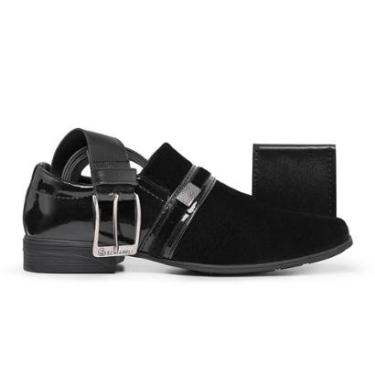 Imagem de Kit Sapato Social Masculino Fino Quadrado Confortável Camurça + Carteira + Cinto-Masculino