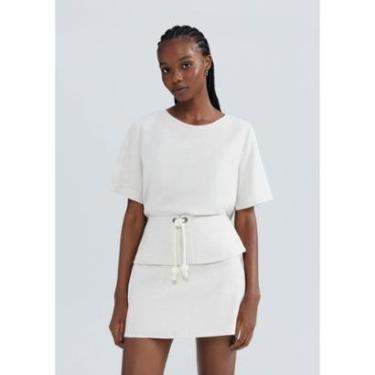 Imagem de Blusa Feminina Manga Curta Com Linho - Off white XG-Feminino