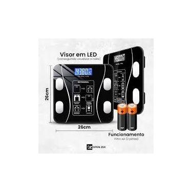Imagem de Balança Corporal Digital Bioimpedância Biopedância 180kg Preto - Over 