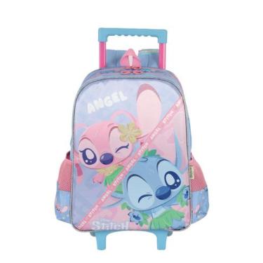 Imagem de Mochila Stitch Rodinhas Meninas Escolar Passeio Disney Roxo - Stitch -