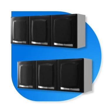 Imagem de Conjunto 2 Armários de Cozinha Aéreos Itatiaia Aço 3 Portas Rose Preto