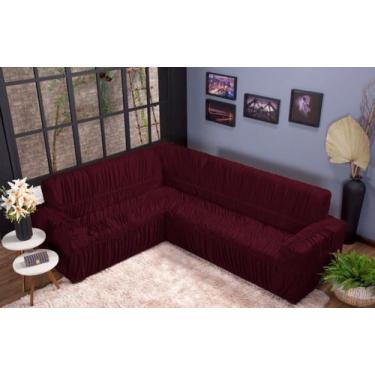 Imagem de Capa Para Sofá De Canto 6 Lugares em L Malha Com Elástico Diversas Cor