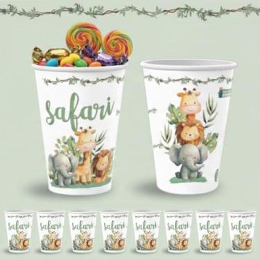 Imagem de Kit 10 Copos Estampa Safari Decoração Festa Sacola Surpresa - Plasútil