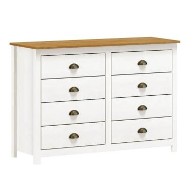 Imagem de Cômoda Para Quarto 8 Gavetas Estilo Americano 125cm Lázio F07 Branco-carvalho - Mpozenato