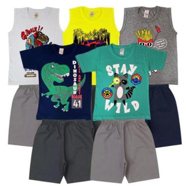 Imagem de Conjunto De Verão Roupa Infantil Menino Camiseta Bermuda 5un - TGS Con
