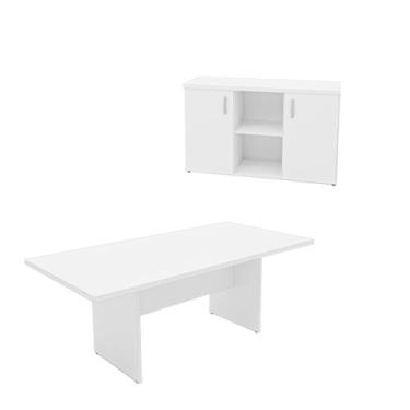 Imagem de Conjunto 2 Peças com Mesa Reunião 6 Lugares e Armário Baixo Credenza O