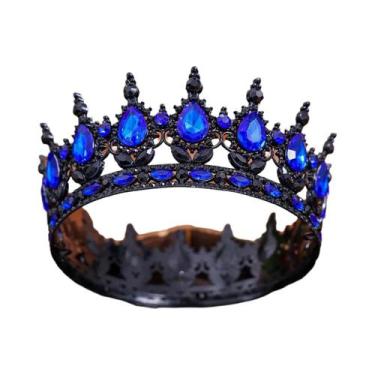Imagem de Tiara De Noiva Retro Barroca Com Cristais De Strass, Coroa Redonda Par