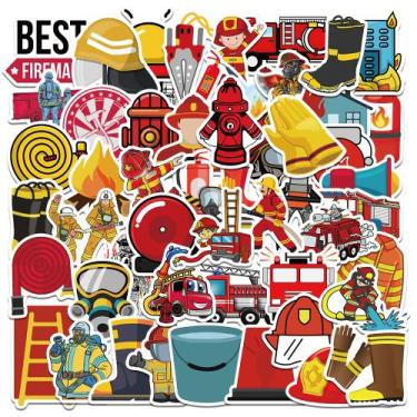 Imagem de Adesivos Fires Trucks Firefighters Fire Days 50 unidades/lote - yiweis