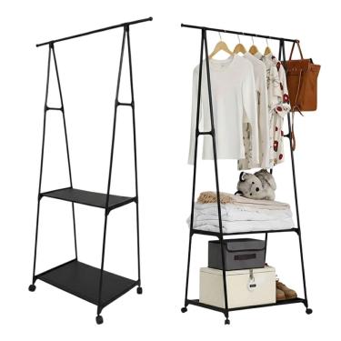 Imagem de Rack de Roupas Arara Sapateira Cabideiro Closet Prateleira Guarda Roupa Movel Rodas Aberto Atelie Quarto Kitnet