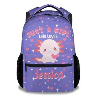 Imagem de Mochila PAKKITOP Custom Axolotl 16 Kawaii para crianças e meninas