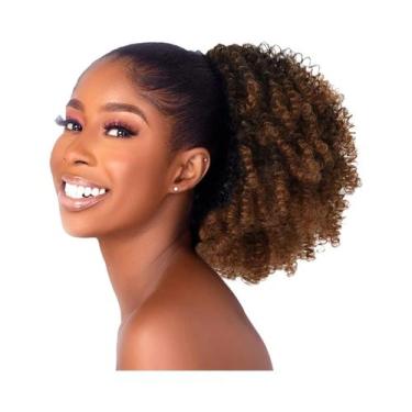 Imagem de Extensão De Rabo De Cavalo Afro Puff Kinky Curly Com Cordão Para Mulhe