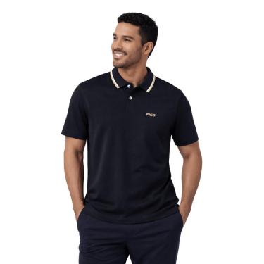 Imagem de Camisa Polo Manga Curta Masculina Slim Fico B0039 Preto-Masculino