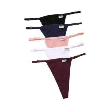 Imagem de Tangas De Algodão Ajustáveis Para Mulheres, G-String, Calcinhas Sem Co