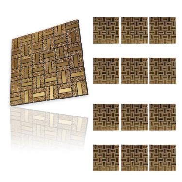 Imagem de Pastilha De Vidro Autocolante Kit 12 Uni Parede Sala Cozinha Box Banheiro Decorativa Facil Aplicacao Requintado Moderna